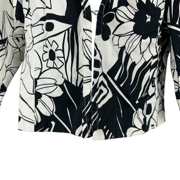 Erin London Women's Floral Black & White Blazer Jacket Size L - Picture 2 of 7